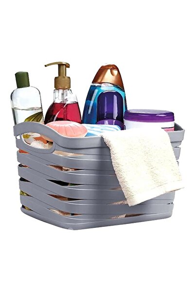 Generic سلة غسيل بلاستيكية مستطيلة بتصميم Ucsan Riband باللون الرمادي 26 × 20...