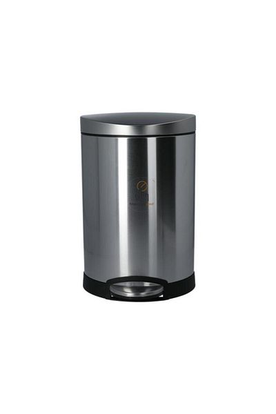 Generic Simple Human Step-On Semi Round Stainless Steel Trash Can Silver and Black 6 Liter CW1834