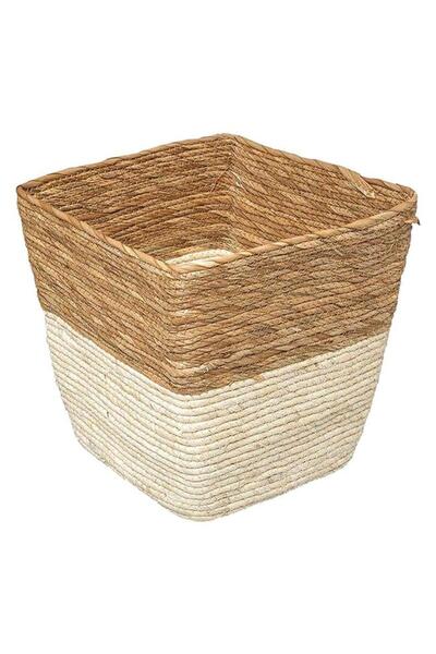 Generic Five Simply Smart Two Tone Square Breaded Storage Laundry Basket Whit...
