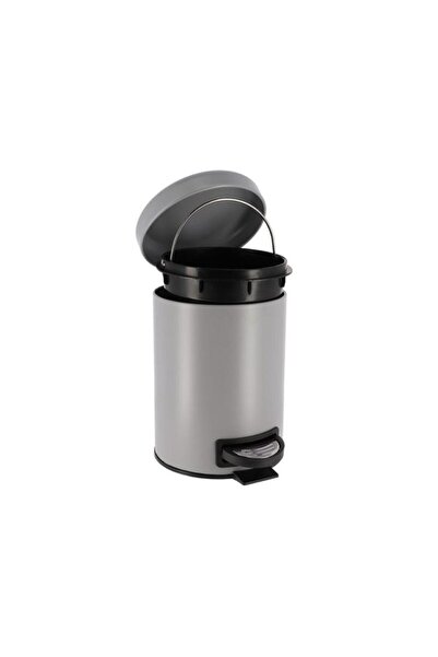 Generic Tendance Round Shaped Soft Close Metal Pedal Bin with Fall Brake Lid Matte Grey 3 Liter 6543180