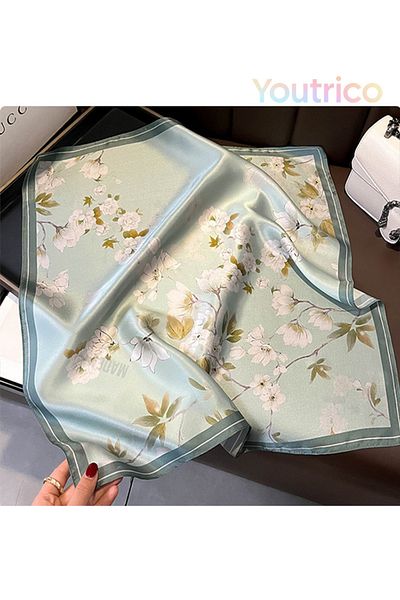 Youtrico 100% Mulberry Silk,summer,pretty Floral,gift,patterned Scarf,53*53cm