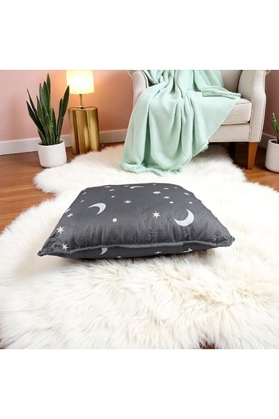 Coneltex "Moon and Stars" quilted pillow Coneltex, 40 x 40 cm, square, siliconized fiber filling, dark gray