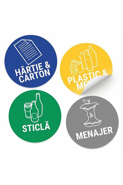 OEM Set 4 Stickers Self-Adhesive 8x8cm for Trash Bin/Recycle