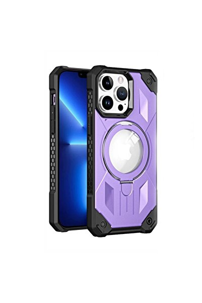 Gtech G-Tech Ring Stand Case, Compatible with Apple iPhone 15 Plus, Antisoc Defender, Magsafe, Purple