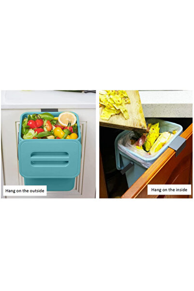 Mugypyr Kitchen Waste Bin Set of 2, Plastic, Black/Blue, 23 x 23 x 30 cm/19 x 15 x 25 cm