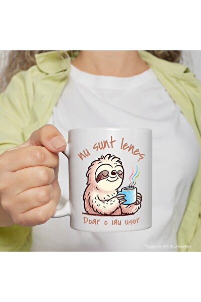 OEM Anima Lazy Mug with Funny Coffee Message 'I'm Not Lazy, I'm Just Taking It Easy', 330ml, White Ceram