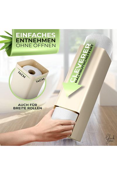 Glückstoff suport hârtie igienică, plastic/bambus, crem/natur, 43 x 14 x 2,51 cm