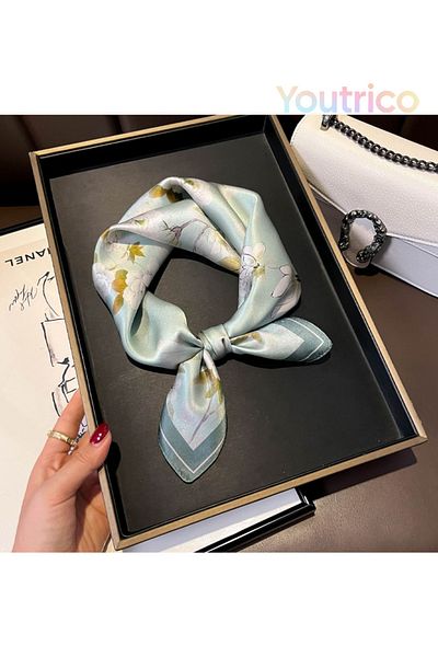 Youtrico 100% Mulberry Silk,summer,pretty Floral,gift,patterned Scarf,53*53cm