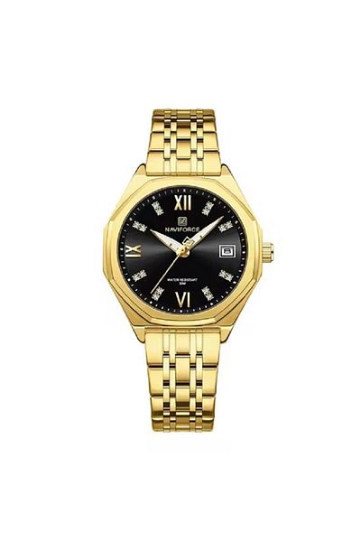Naviforce Women Watch C Stainless Steel 36 MM Gold Black