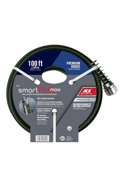 Generic خرطوم حديقة ACE SmartFlo Max المقاوم للأشعة فوق البنفسجية ذو تدفق مياه فعال باللون الأسود مقاس 5/8 بوصة × 100 قدم