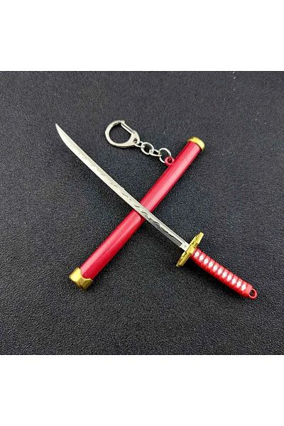 Choice سلسلة مفاتيح K769-أحمر صغيرة من رورونوا زورو سيف ساموراي أنيمي بلاستيك غمد سلسلة مفاتيح حلقة كاتانا بوك