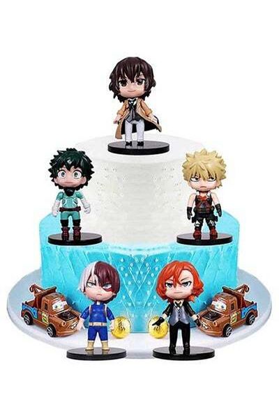 HALAMODO 5-Pieces My Hero Academia Action Figure Cake Topper Play Cake Decorations