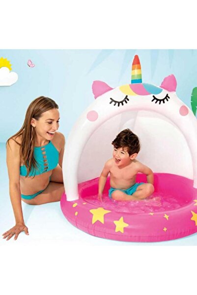 Generic INTEX Unicorn Themed Inflatable Quirky Pool Float Pink and White 1.02 x 1.02m