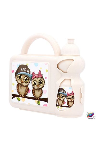 LUNCH BOX ANGMAD food casserole with bag and water bottle, multicolor gray, 23x21x7cm