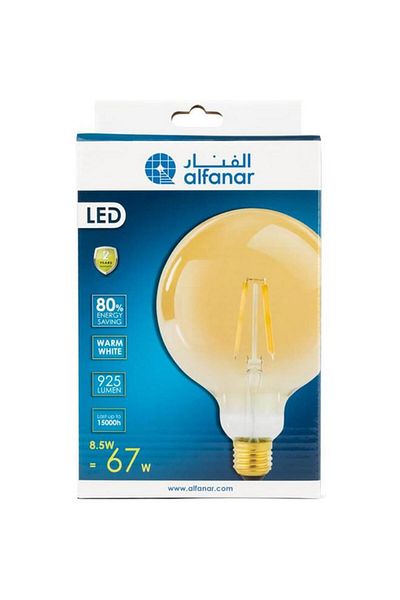 Generic AL FANAR 8W 2200K Energy Saving Filament Globe LED Bulb Warm White LEDT-FK8WG2200K