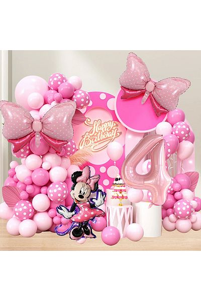 Disney as the picture as the picture 120PCS Minnie Mouse 40 inch Pink Bow Aluminum Mold Balloon Garland Arc
