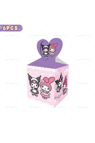 Miniso Other B-6pcs 6/12pcs Sanrio Kuromi Birthday Party Decor Candy Boxes Snack Gift Box Popcorn Paper Bag
