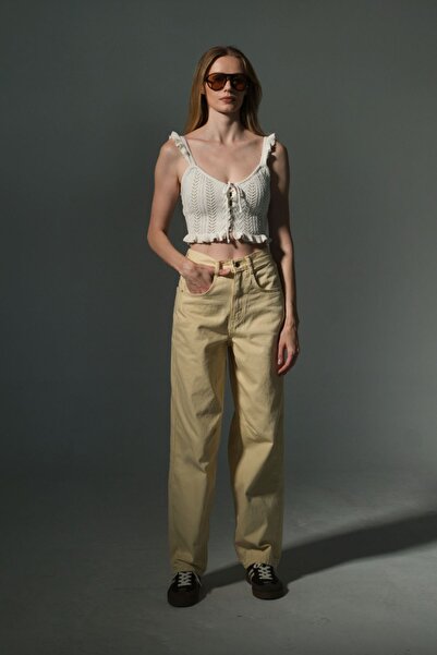 Maule Detaliu cu cataramă, croială largi, picioare largi, blugi largi, pantaloni casual pentru femei @Milano