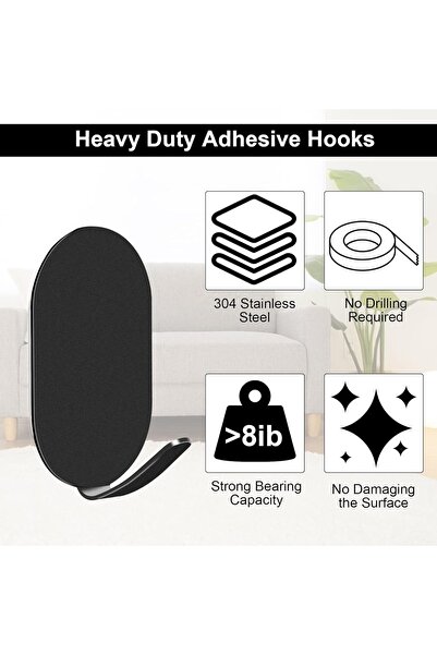 Caincay Set de 20 cârlige pentru prosoape Caincay, oțel inoxidabil, negru, 5 x 3 x 3,2 cm