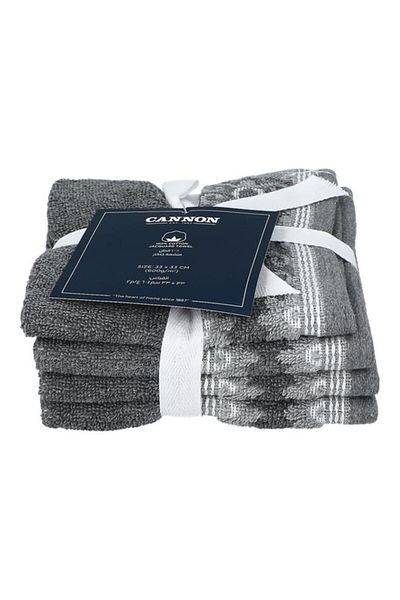 Generic Cannon 4-Piece Super Soft Cotton Jacquard Towel Set Grey 33 x 33cm F-T-CN-E25-JQ-GRY
