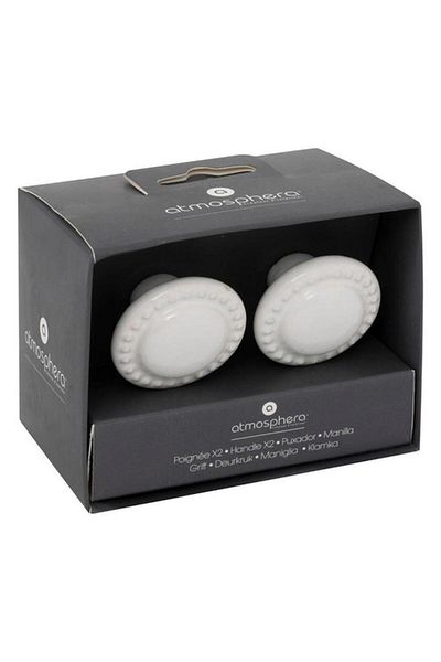 Generic atmosphera 2-Piece Barbara Decorative Ceramic and Metal Furniture Knob Set White 195126