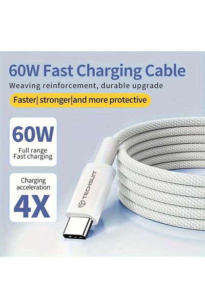 SKYDDAR INNOVATION Data Cable, Type-C, Super Fast Charging, PD60W, Flexible, Durable, 1m, PCB114D - Purple
