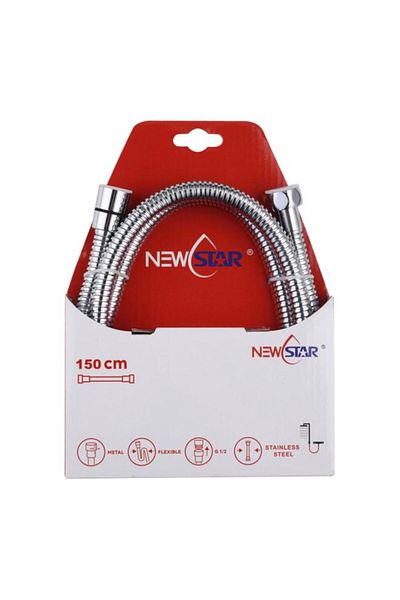 Generic NEWSTAR Stainless Steel User-Friendly Design Ample Flexible Shower Hose Silver 1.5cm