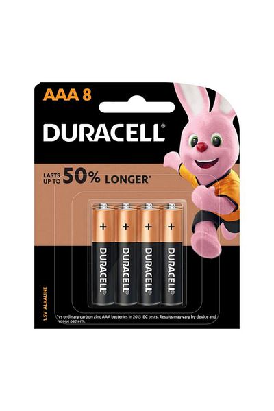 Generic بطارية دوراسيل AAA فائقة القلوية 1.5 فولت، 8 قطع، قلم رصاص، أسود ونحاسي