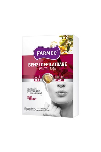 Farmec Farmec depilatory strips for the face with white wax and argan, 10x2 pcs