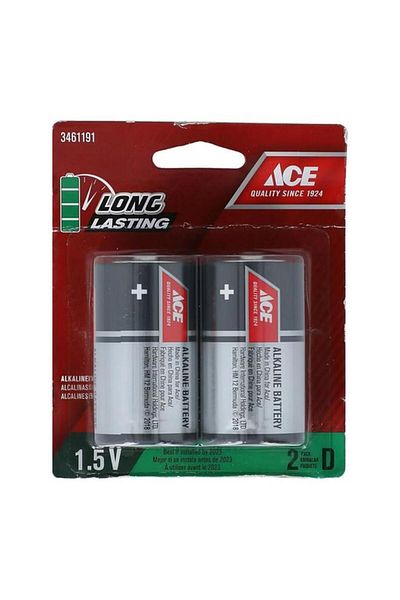 Generic بطاريات ACE فائقة القلوية متعددة الأغراض ومتينة 1.5 فولت D، قطعتان، باللونين الأسود والفضي