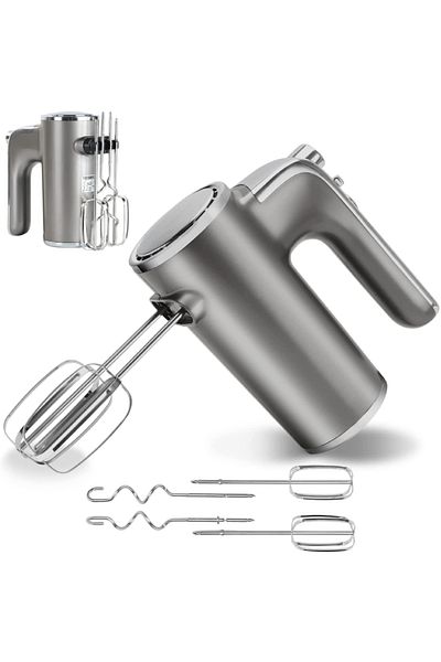 Sofia Concept Adela Hand Mixer, 400W, 5 Speeds, Turbo Function, Beaters and Hooks, Stainless Steel, Silver Grey