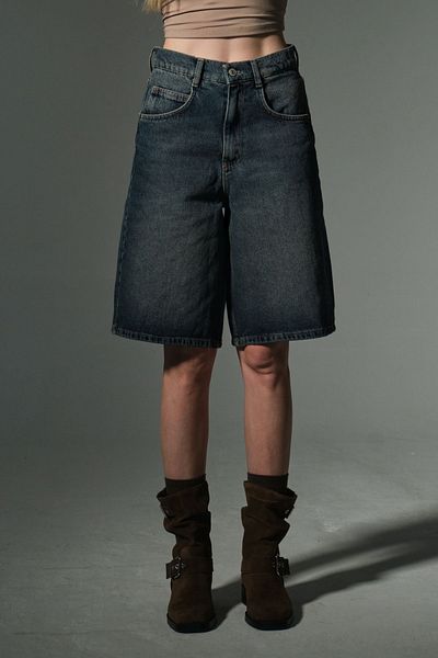 Maule Buckle Detailed Loose Cut Casual Baggy Jean Jeans Loose Women's Bermuda Below Knee Denim Shorts @Casoria