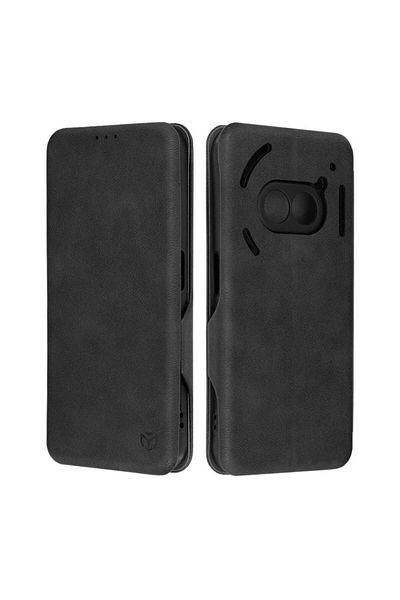 SKYDDAR INNOVATION Husă pentru telefon Nothing (2a) / Plus, portofel sigur, piele ecologică, închidere magnetică, neagră, set de autocolante