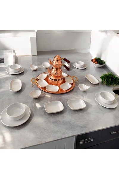BARITCIOGLU Breakfast Food Set for 4 People with Copper Teapot