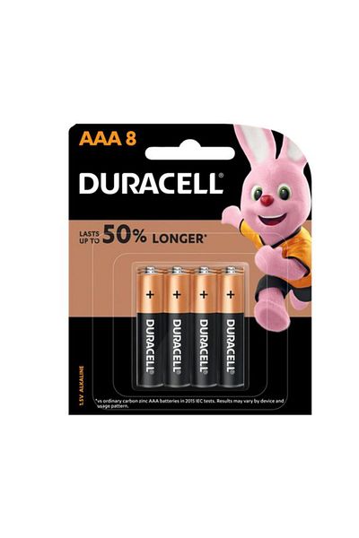 Generic بطارية دوراسيل AAA فائقة القلوية 1.5 فولت، 8 قطع، قلم رصاص، أسود ونحاسي