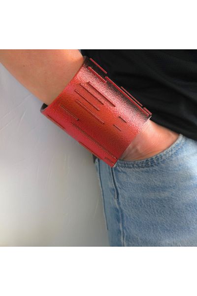 ZLBoutique Vectra Bracelet Roman Style Made of Ecological Cloth - Red with Black, Diameter: 6 Cm, Length: 11.5 Cm