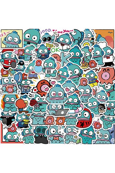 Miniso 50PCS 50PCS Sanrio Sticker Hangyodon Cute Waterproof PVC Sticker for Laptop Guitar Suitcase Skateboa
