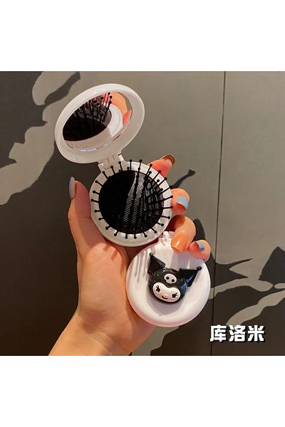 Miniso Kuromi Sanrio Makeup Mirror Hello Kitty Kuromi My Melody Folding Airbag Comb for Women Portable Mirr