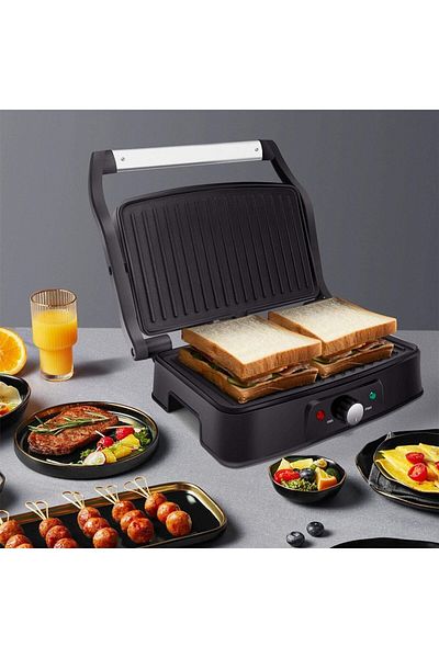 Sofia Concept Multifunctional grill 4 in 1 Hitte, 1500W, Removable tray, 180° opening, Thermostat, silver/black