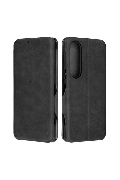SKYDDAR INNOVATION Husă pentru Sony Xperia 1 VI, portofel securizat, piele ecologică, închidere magnetică, neagră, set autocolante