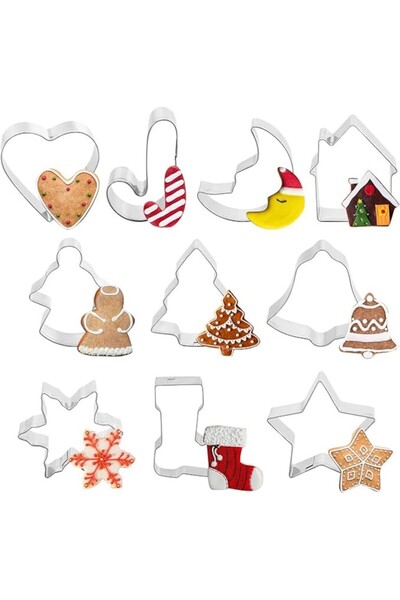 Salestore Christmas Cookie Cutters Stainless Steel, Set of 10 Cookie Cutters,...