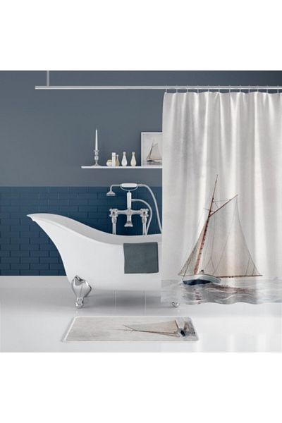 Tropikhome Perdea de duș 3D cu 12 inele, dimensiuni 180x200cm Sailing