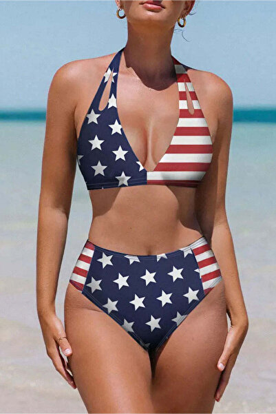 WildFashion Costum de baie in2 piese model cu print steag USA SW2440-43