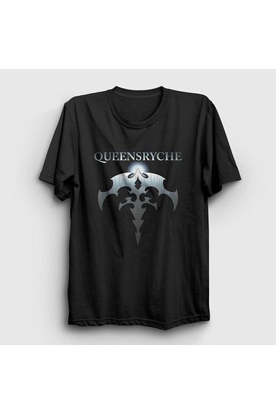 Presmono Unisex Μαύρο λογότυπο Metal Queensryche T-Shirt 549580tt