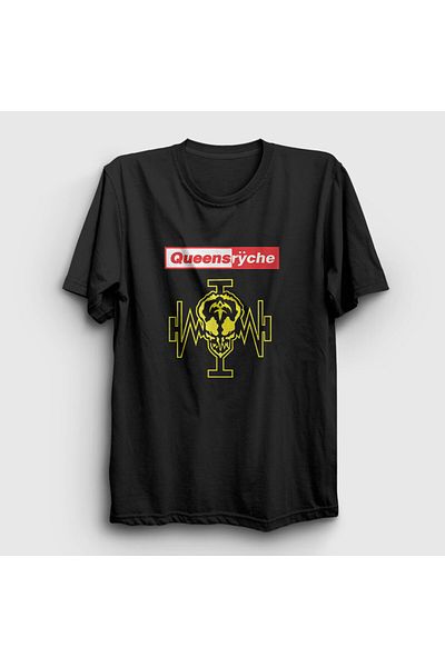 Presmono Unisex Μαύρο λογότυπο V2 Metal Queensryche T-Shirt 550161tt