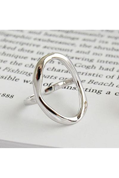 Salestore Inel din argint 925, reglabil, unisex, formă ovală, design elegant și versatil, argint