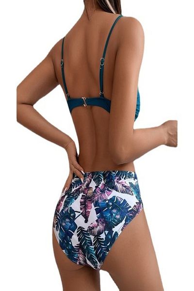 Tessero Women's 2-piece swimsuit, tropical pattern, padded bra and Brazilian briefs, Tessero,