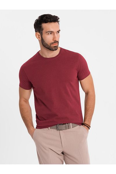 OMBRE Klassisches BASIC Herren Baumwoll-T-Shirt - Kastanienbraun V16 OM-TSBS-0236 S