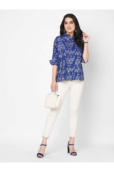 HashtagBe Featuring a foliage gold print comfort fit shirt with drop shoulder
