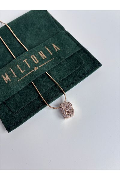 Miltonia Letter B Zircon Stone Steel Necklace